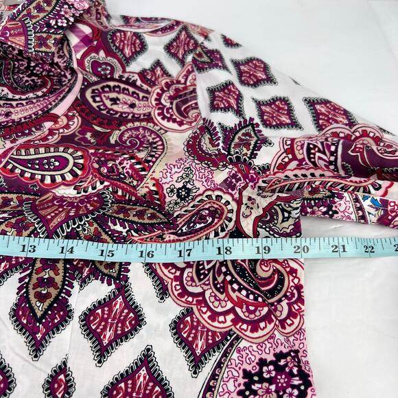 Chico's No-Iron Sateen Wing-Collar Shirt Women's Paisley Print Button Down Small - Picture 12 of 13